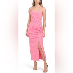 Side Ruched Barbie Oink Split Leg Maxi Dress. Size 12